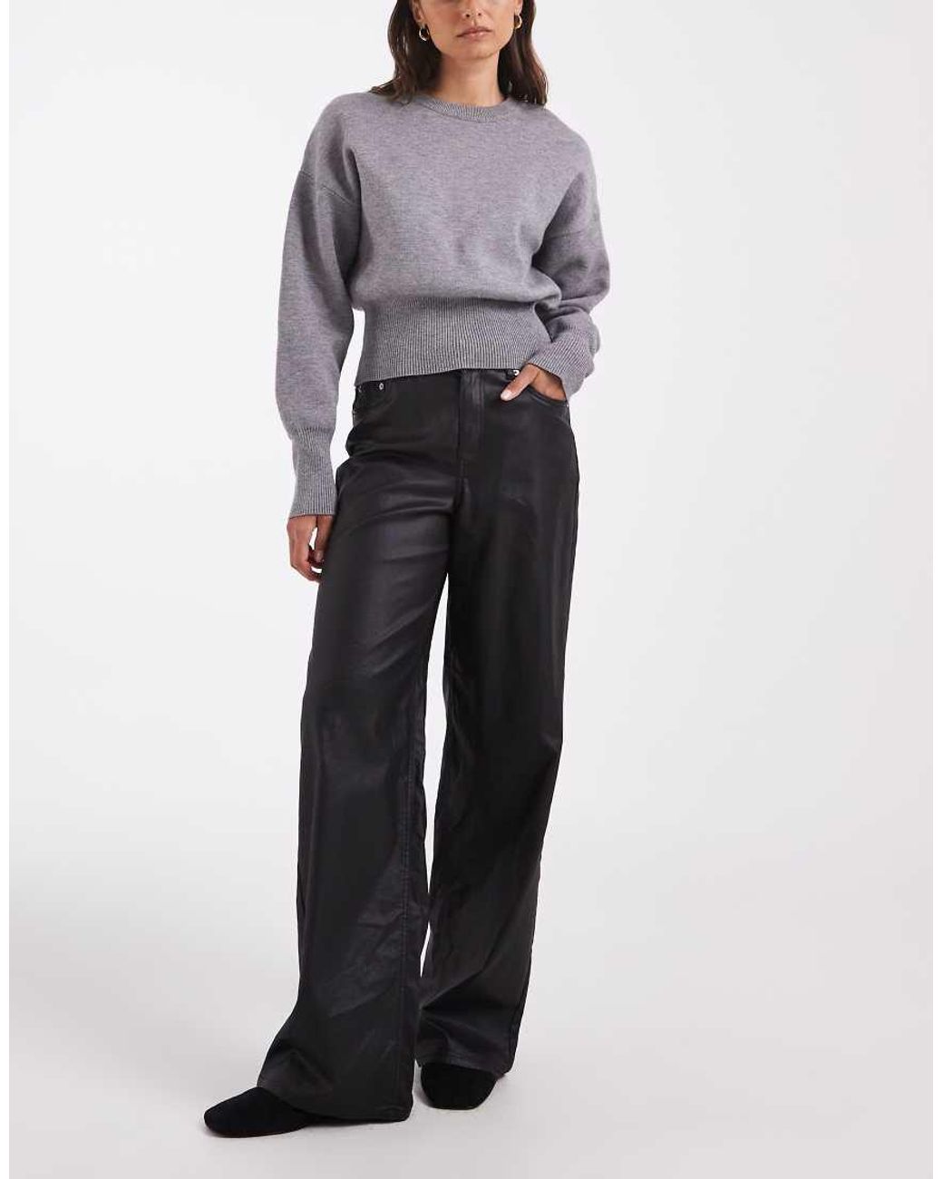 JJXX Black Wide Fit High Waisted Pant