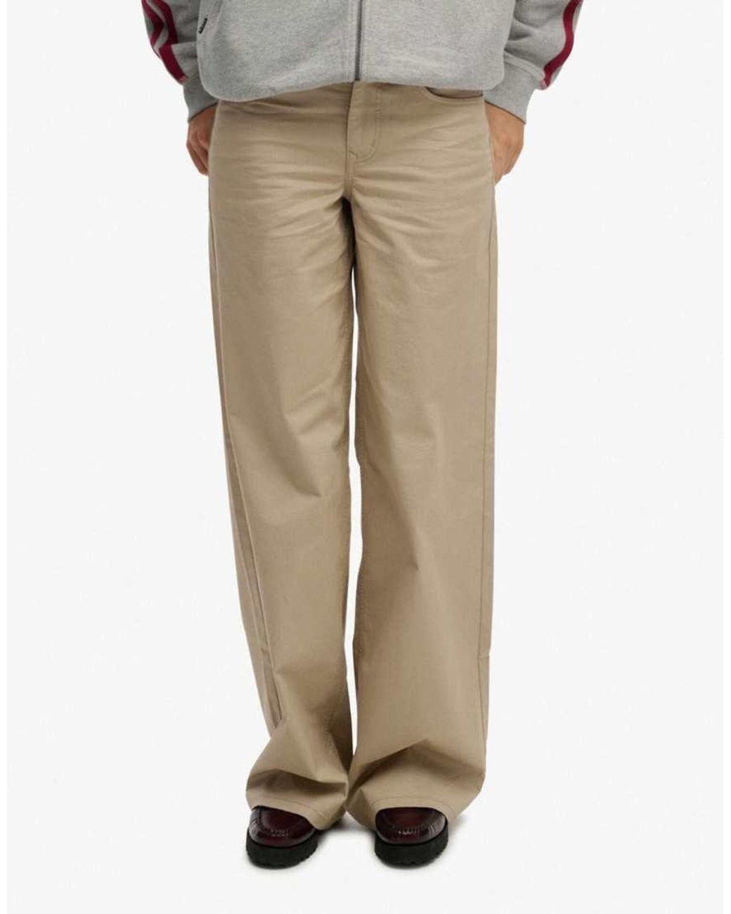 Superdry White Mid Rise Baggy Chino