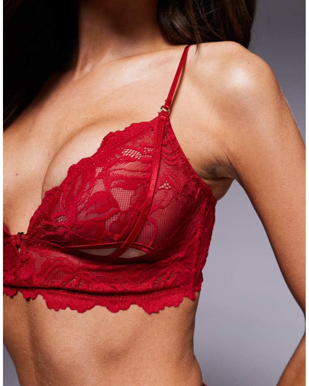ASOS Red Robbie Lace Cut Out Longline Bra