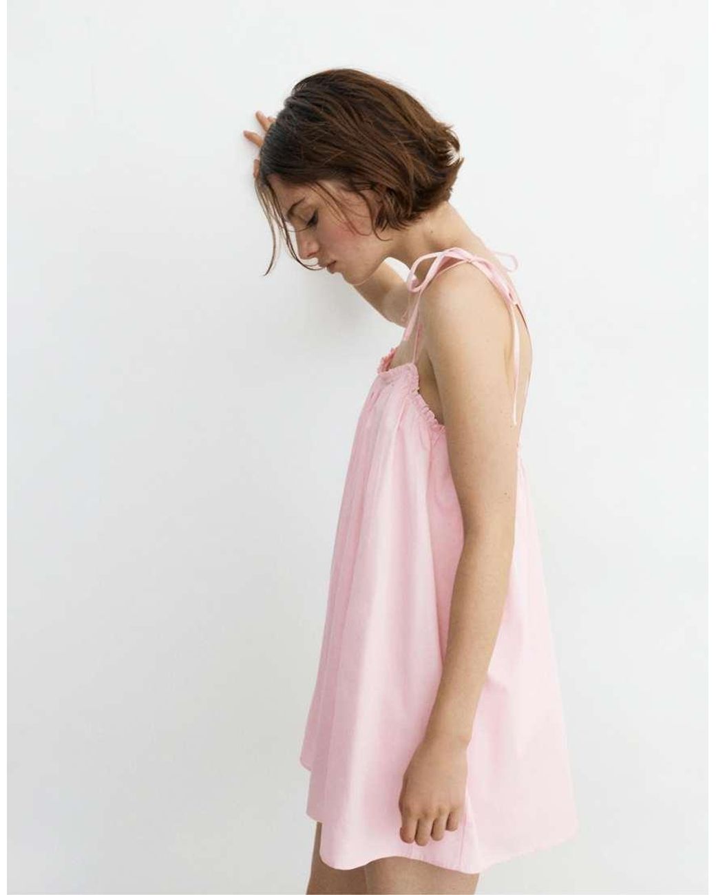 Pull&Bear Pink Short Strappy Ruffle Dress