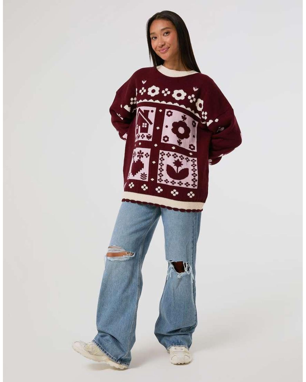 Skinnydip London Red Cosy Cottage Knitted Jumper