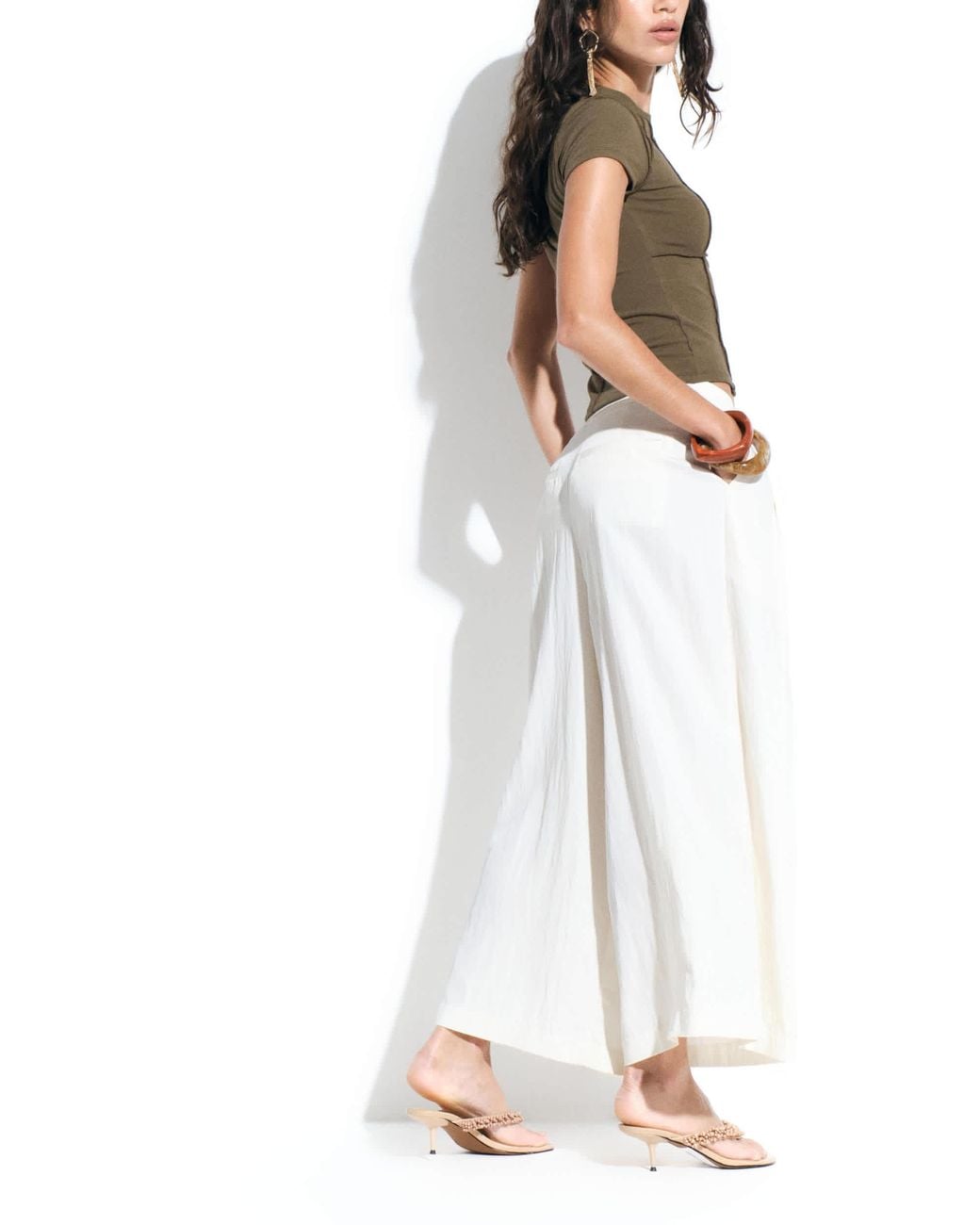 ASOS White Tailored Pleated Floaty Culotte Pants