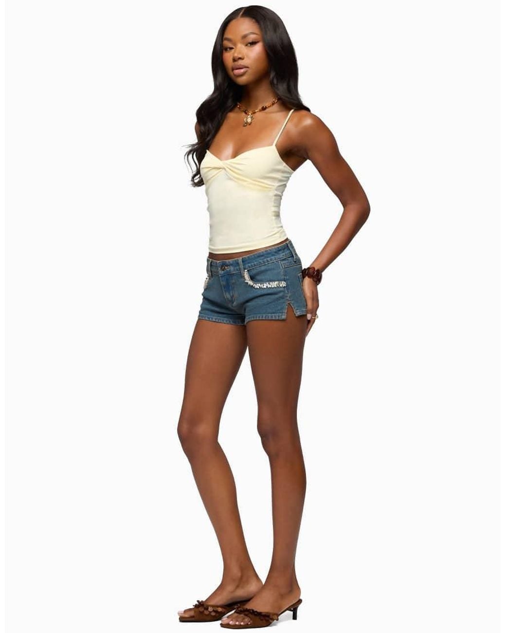 Edikted Blue Pyper Twisted Tank Top