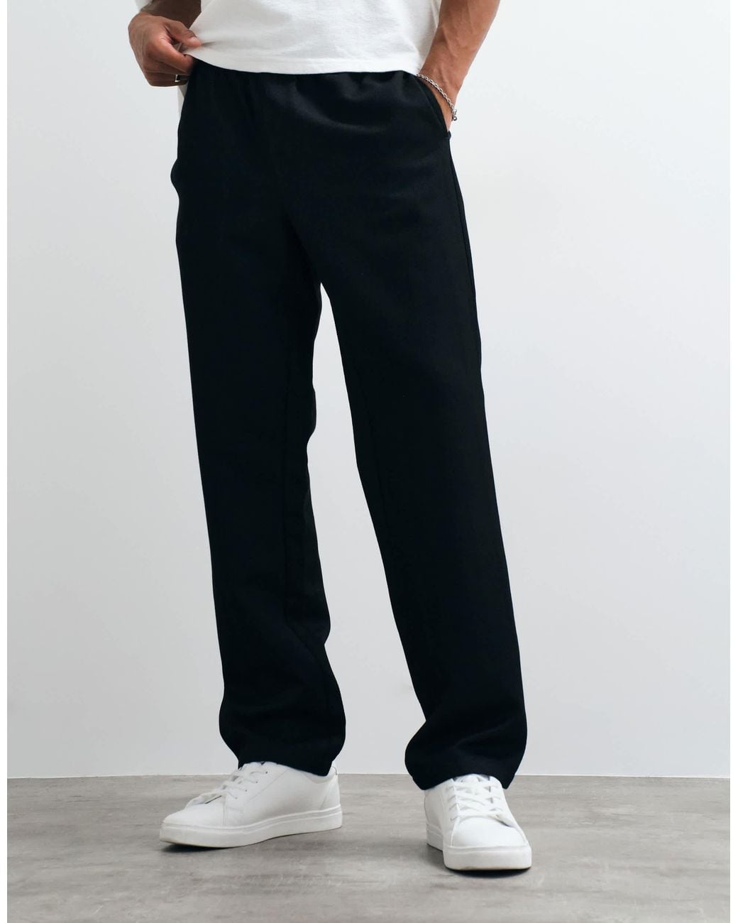 ASOS White Straight Herringbone Trouser for men
