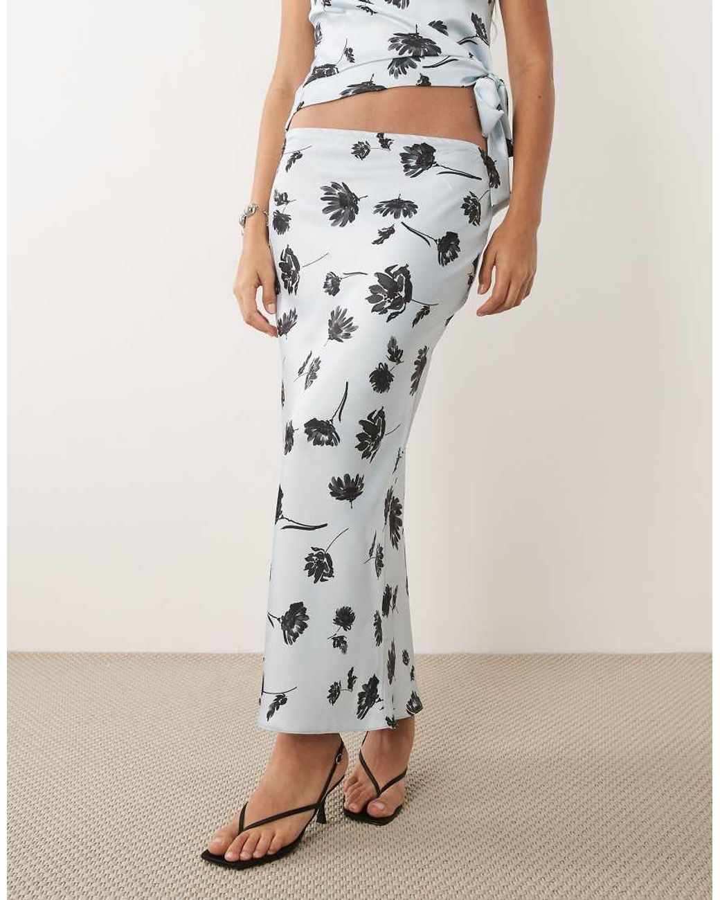 ASOS White Satin 90's Midi Slip Skirt
