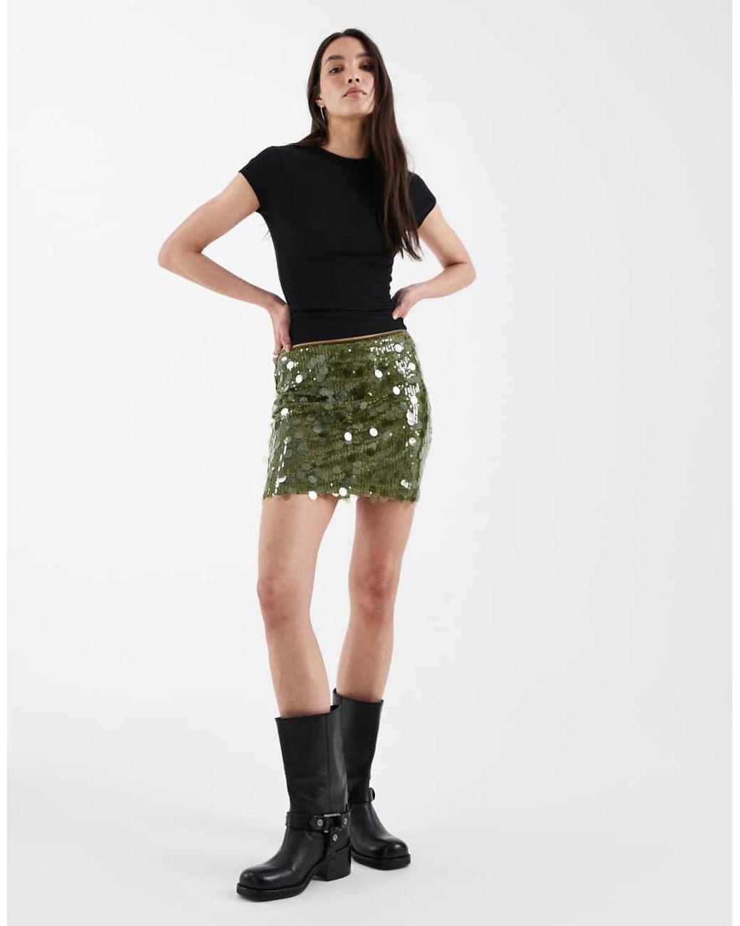 ASOS Green Mixed Sequin Mini Skirt