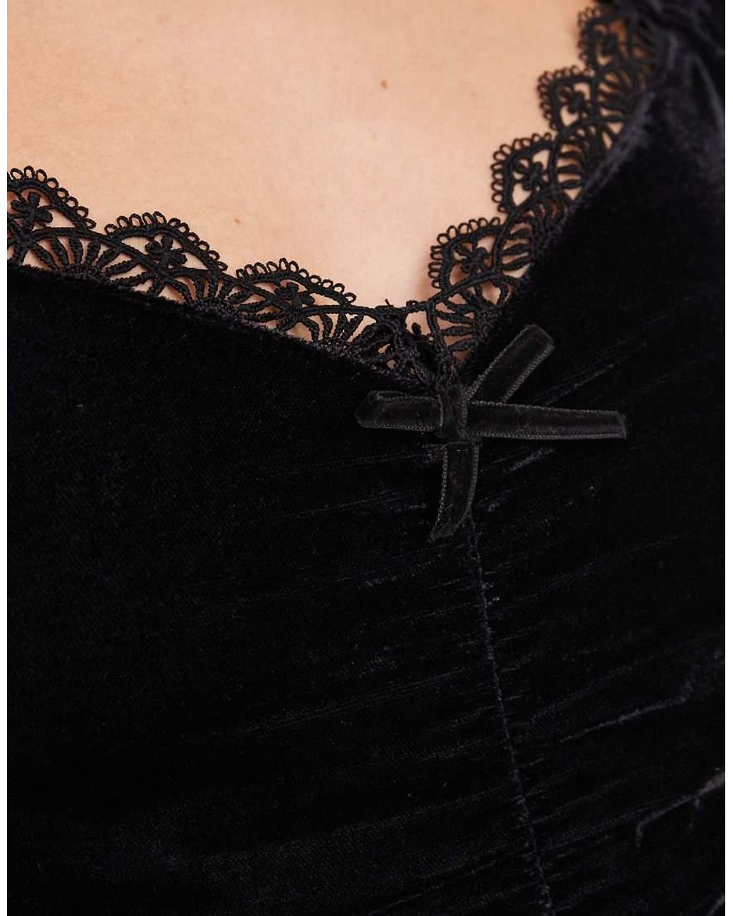 Miss Selfridge Black Velvet Puff Sleeve Playsuit