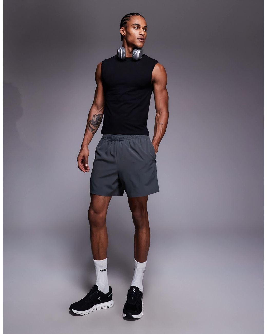 4505 Blue Shrunken Muscle Fit Cotton Tank With Quick Dry Finish for men