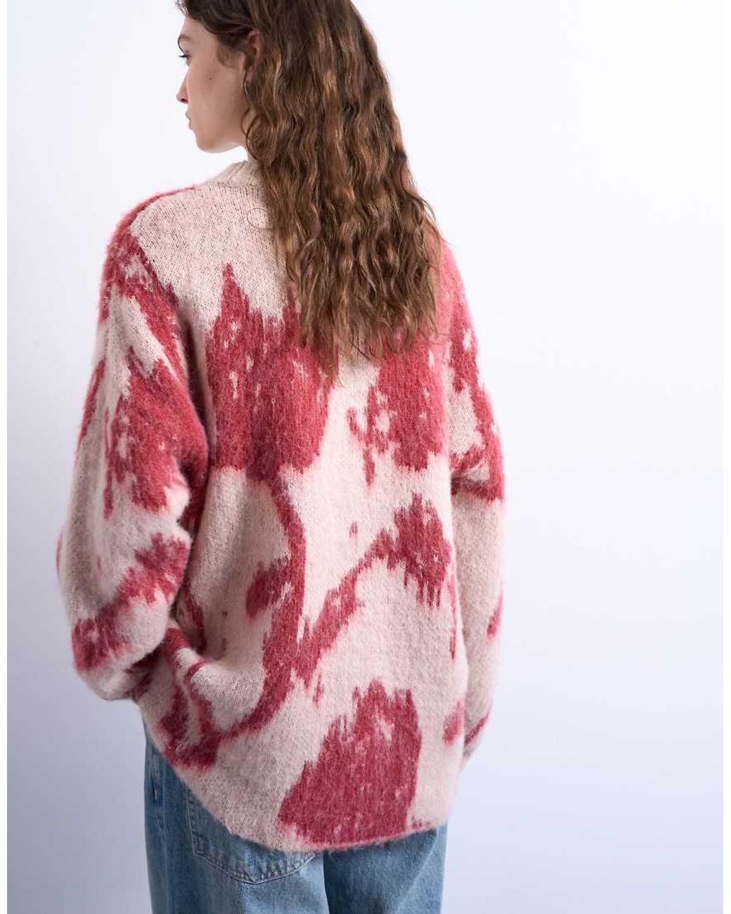 TOPSHOP Knitted Blurred Floral Jumper