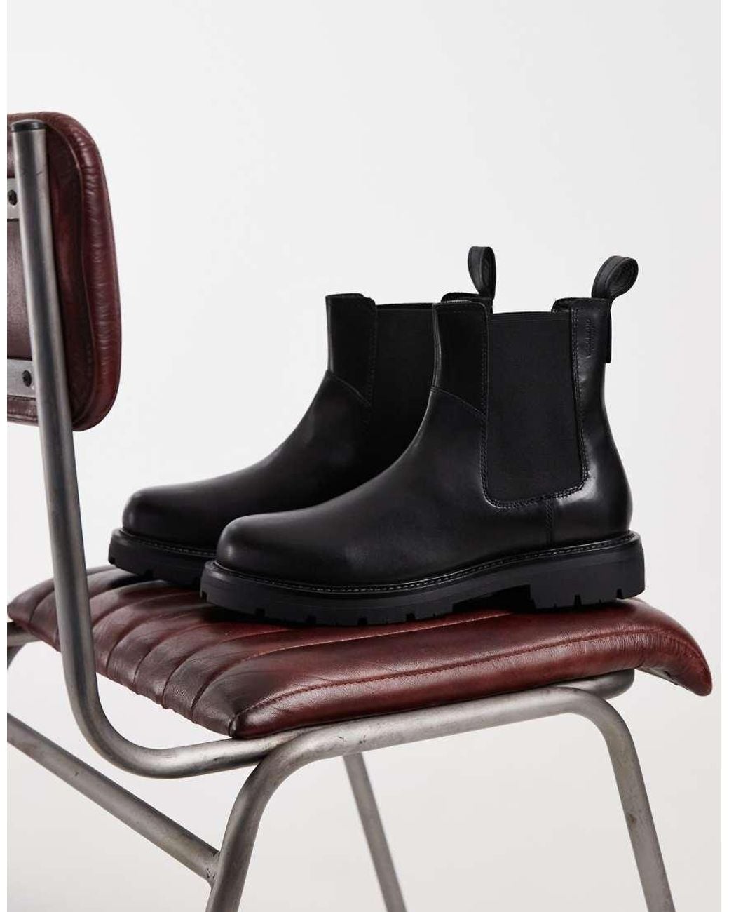 Vagabond Black Shoemakers Cameron Chunky Leather Chelsea Boots for men