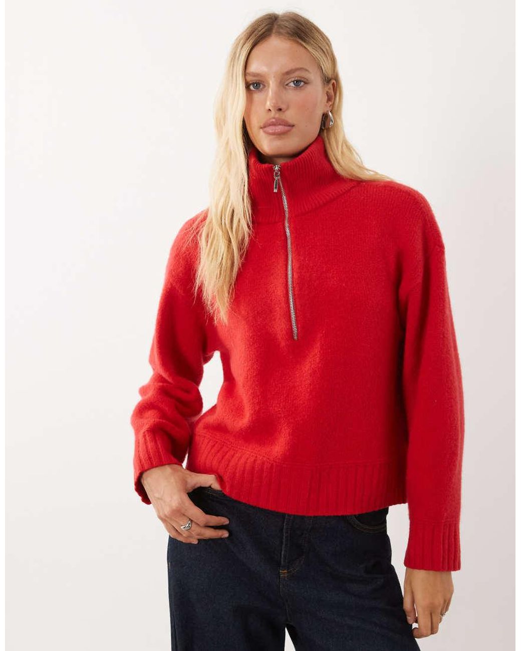 Abercrombie & Fitch Red 1/4 Zip Sweatshirt