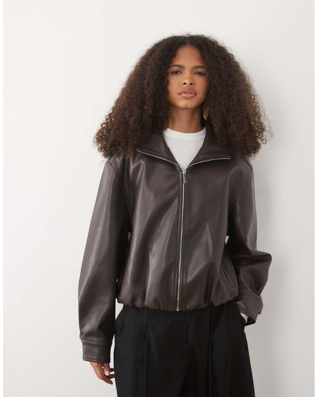 Forever New Black Faux Leather Bomber