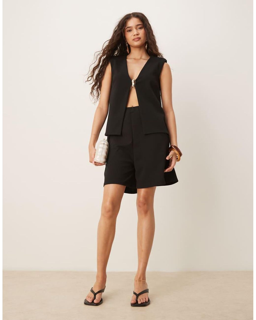ASOS Black Waistcoat With Gold Trim Fastening Co Ord