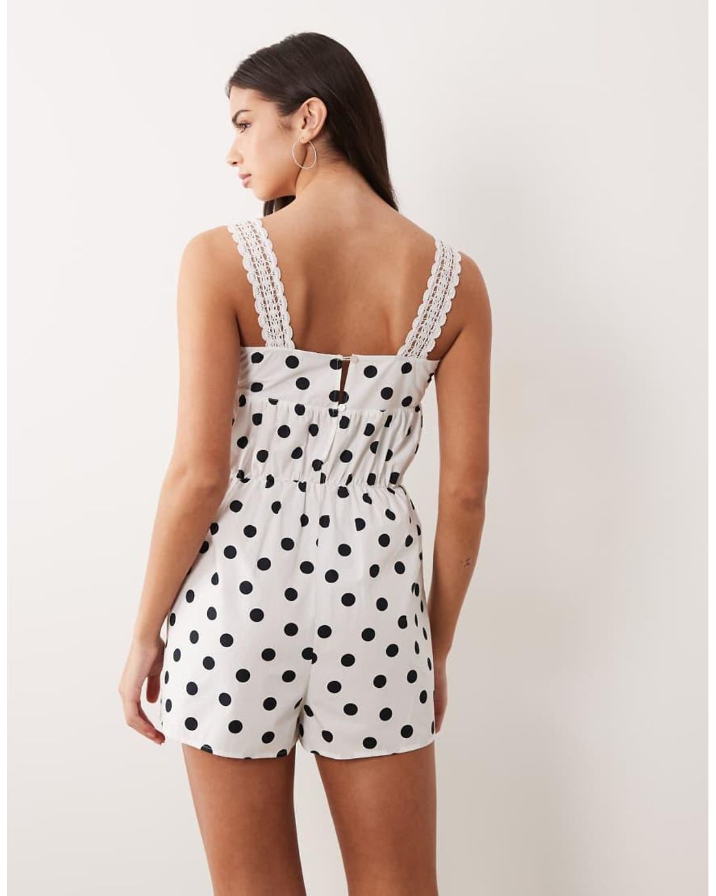 ASOS White Lace Trim Playsuit With Scarf Waist
