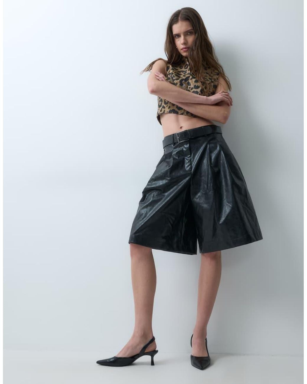 ASOS Brown Tailored Crop Top