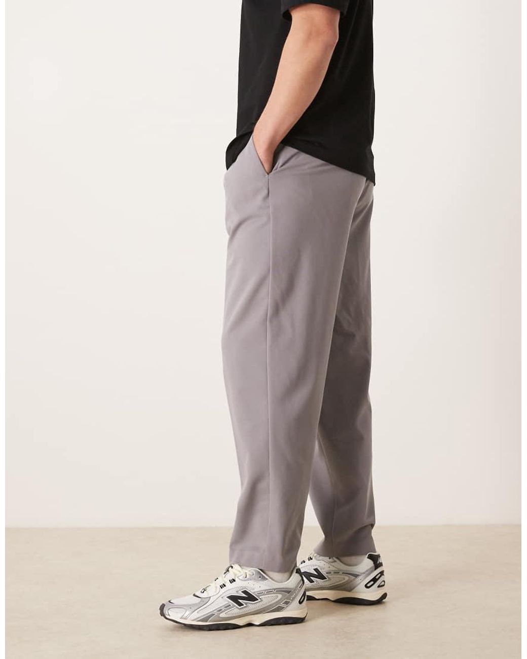 ASOS Gray Smart Oversized Tapered Pants for men