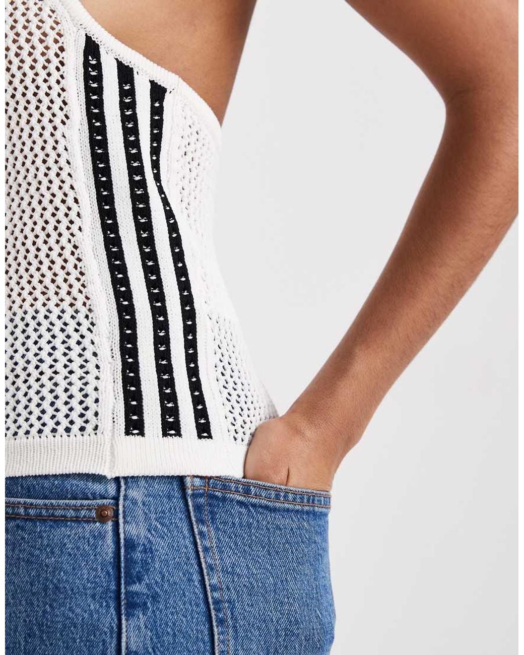 Adidas Originals White Knitted Crochet Top