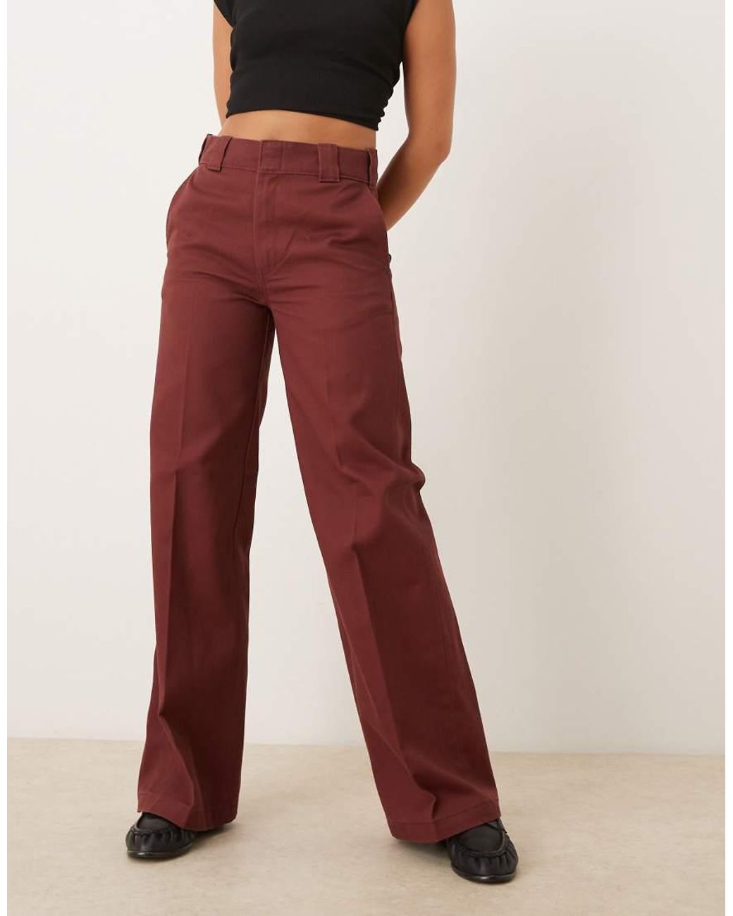 Dickies Red Wide Leg Trousers