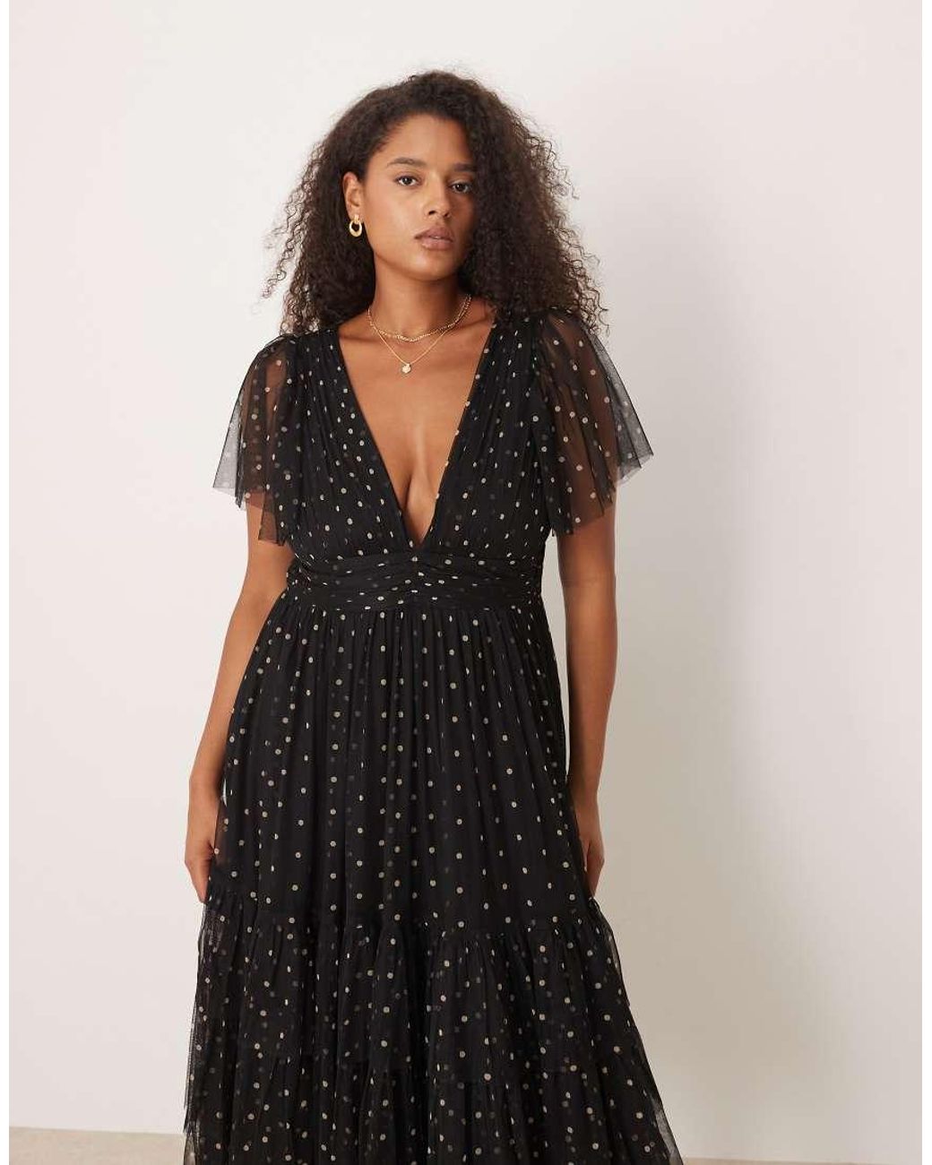 Lace & Beads Plus Tulle V Neck Midi Dress | Lyst UK Lace & Beads Plus Tulle V Neck Midi Dress | Lyst UK