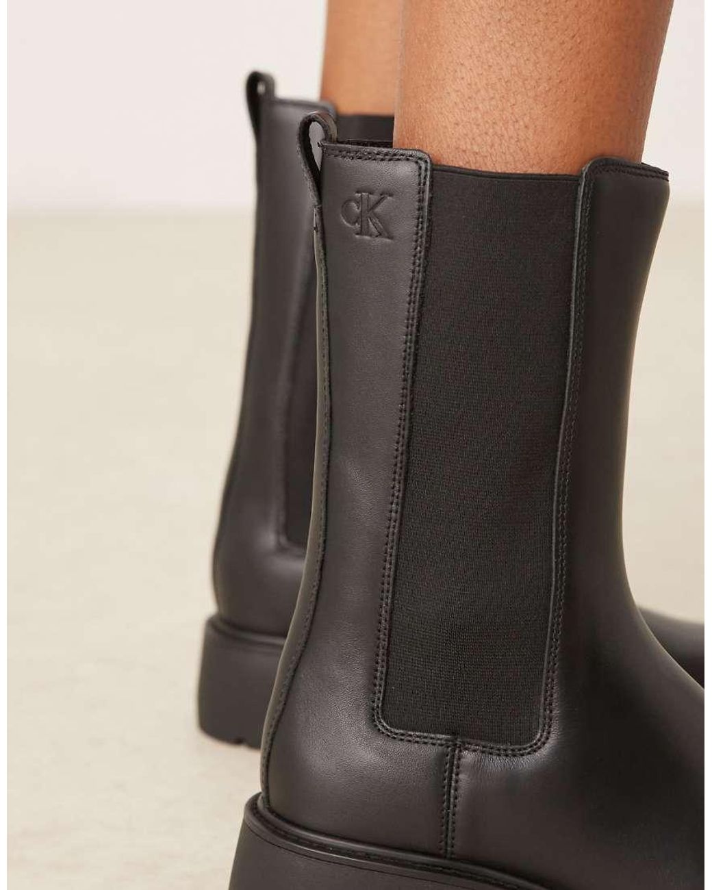 Calvin Klein Black High Chunky Chelsea Boots