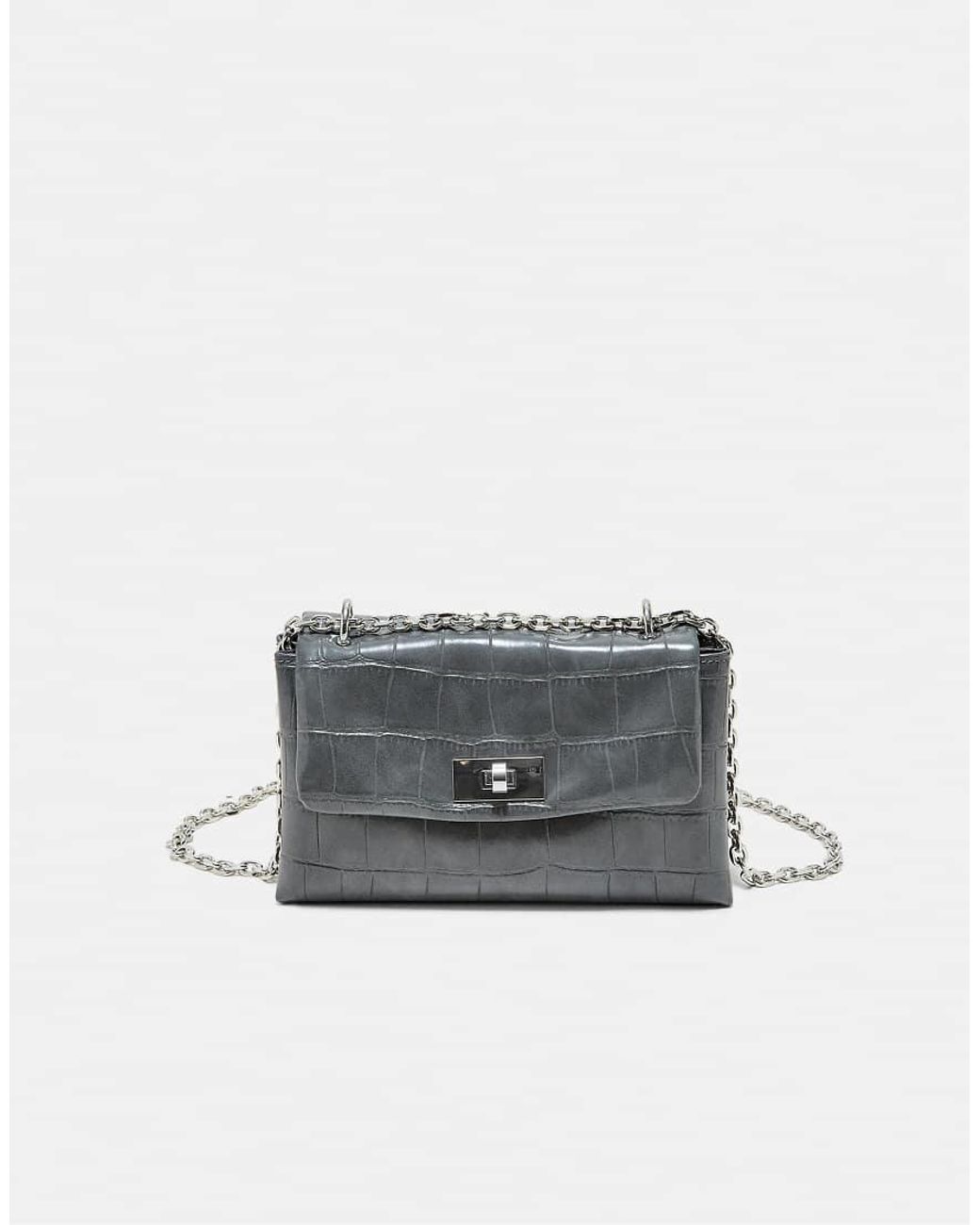 Stradivarius Gray Rigid Coconut Effect Crossbody Bag