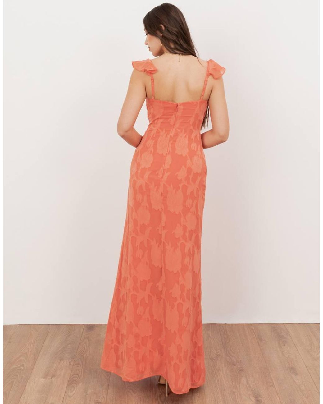 ANAYA Pink Strappy V Neck Ruffled Maxi Dress