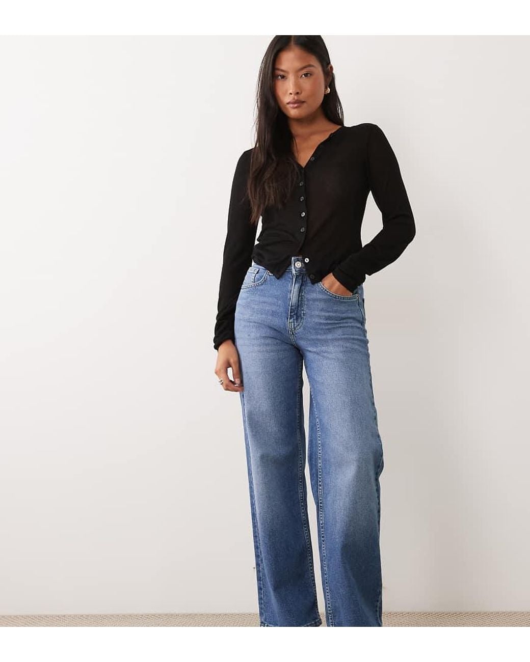 Only Petite Blue Juicy High Waist Wide Leg Jeans