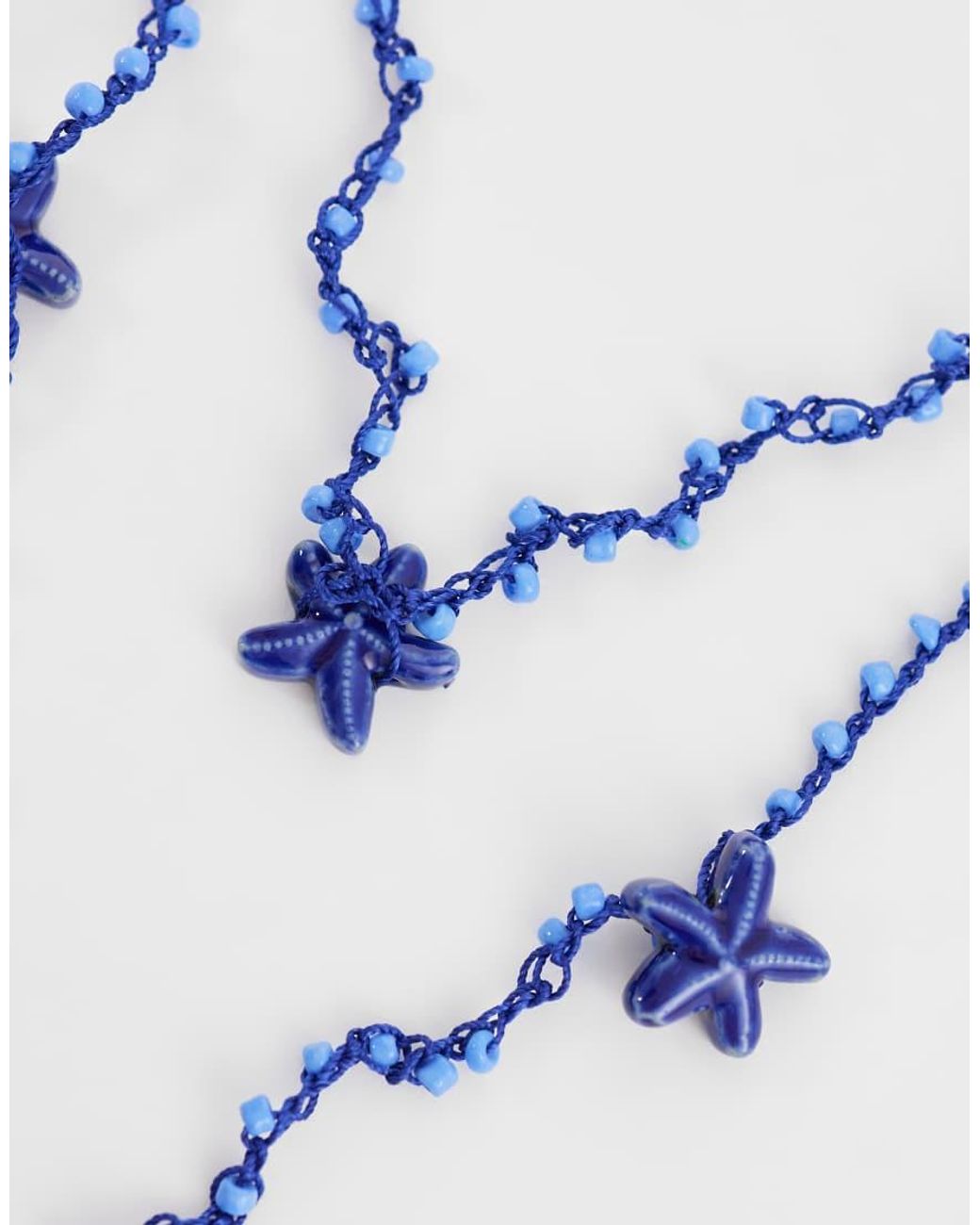 ASOS Blue Mutli-Row Necklace With Cording And Starfish