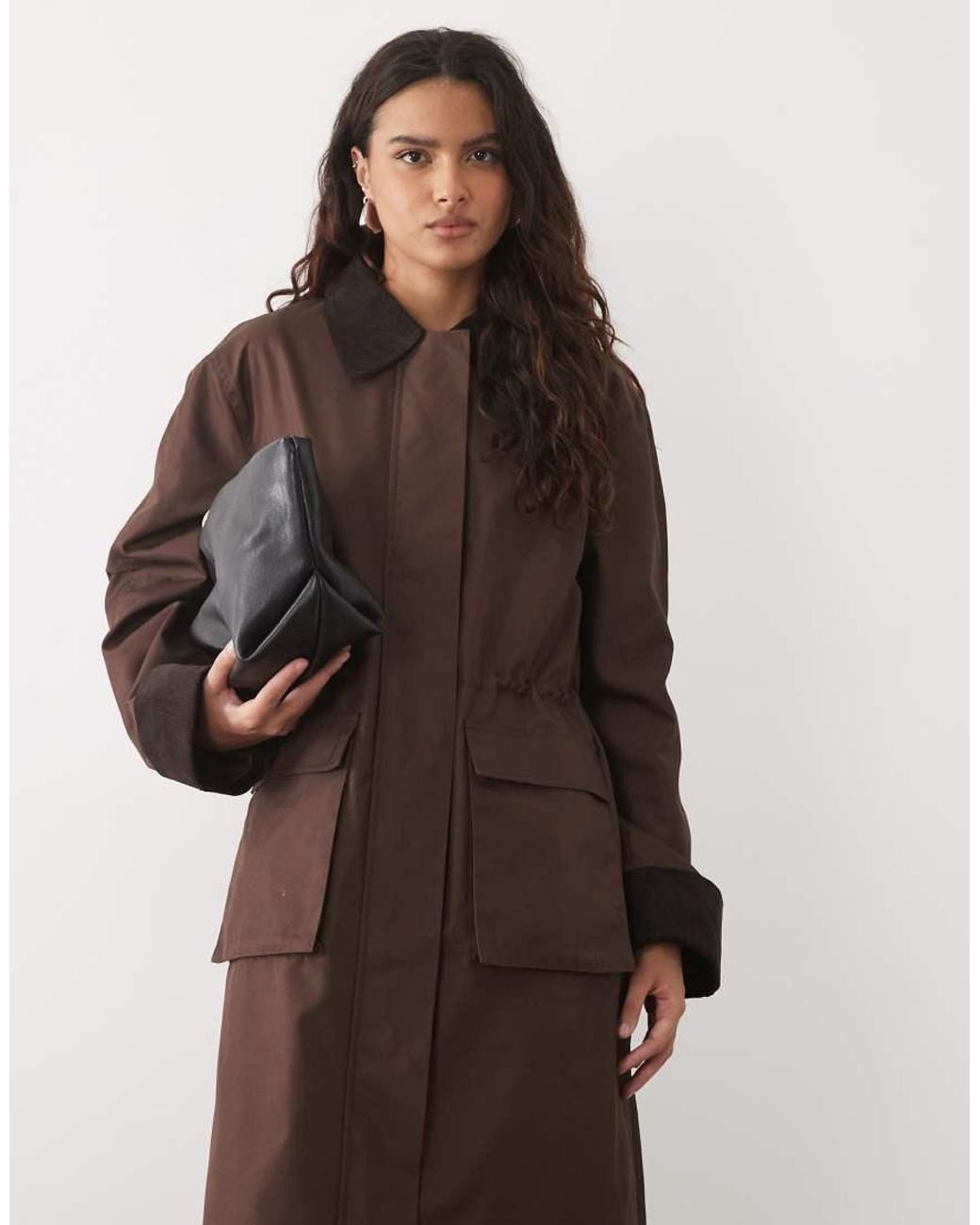 Y.A.S Blue Premium Oversized Maxi Parka Coat With Waist Cinching