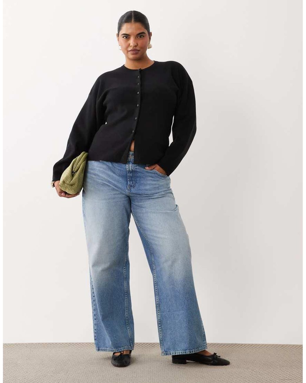ASOS Black Asos Design Curve Structured Cardigan With Faux Leather Buttons