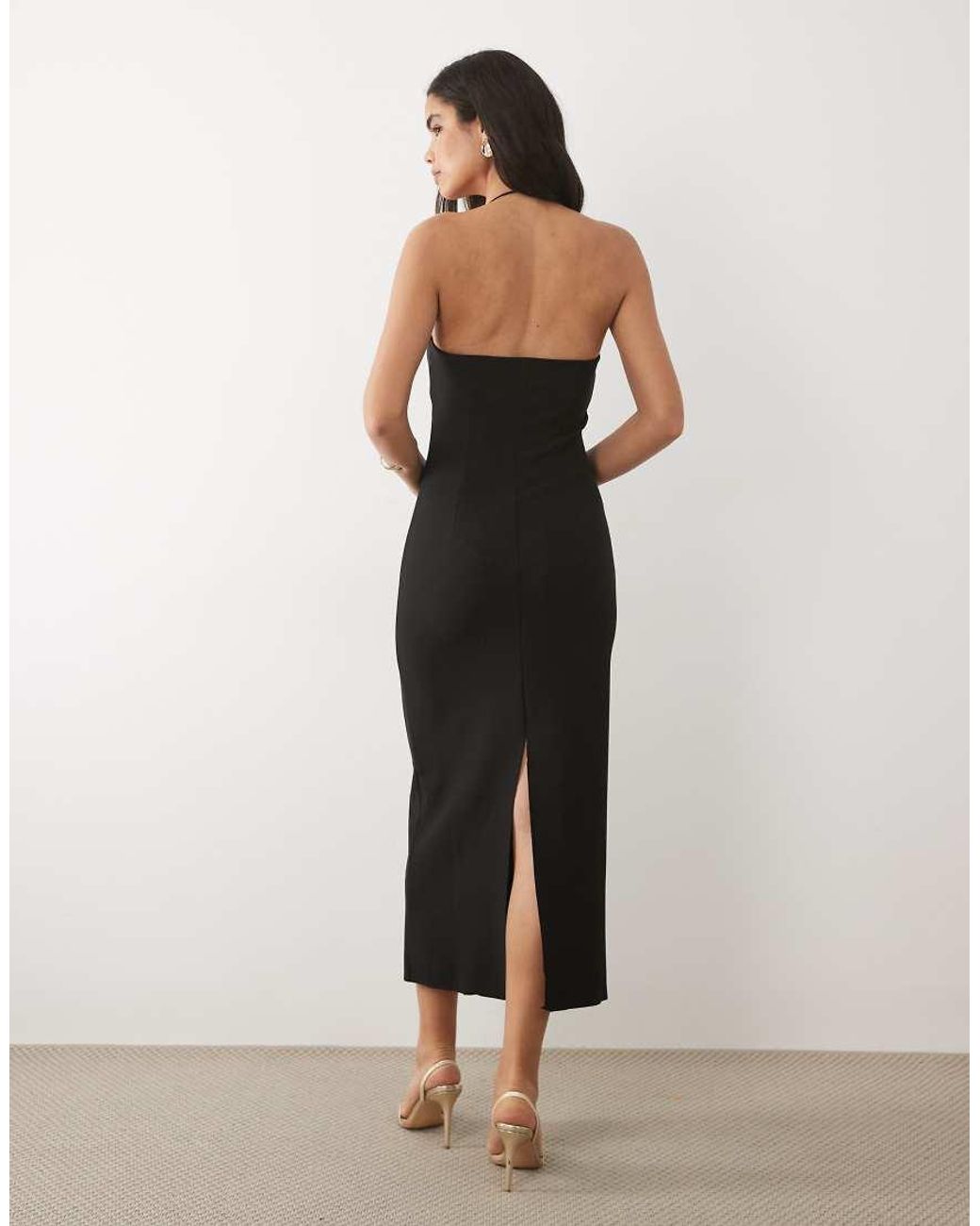 Mango Black Strappy Halterneck Maxi Dress