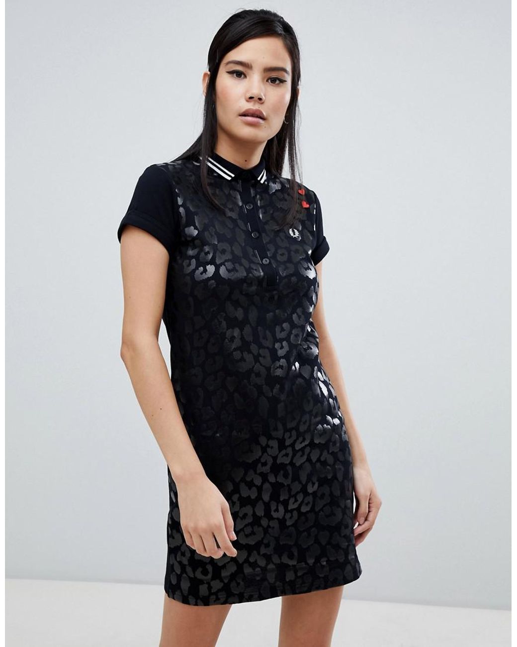 Fred Perry X Amy Winehouse Foundation Leopard Print Dress in Black | Lyst UK