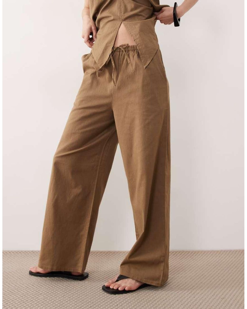 esmé studios Natural Esmee Tie Front Beach Pants