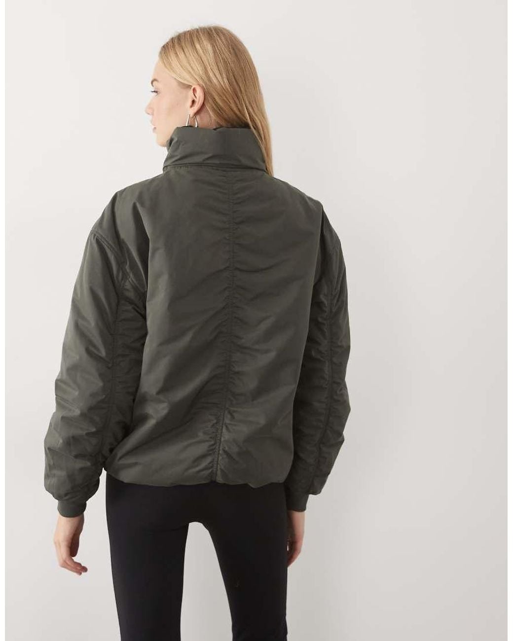 Tala Gray High Neck Reversible Bomber Jacket