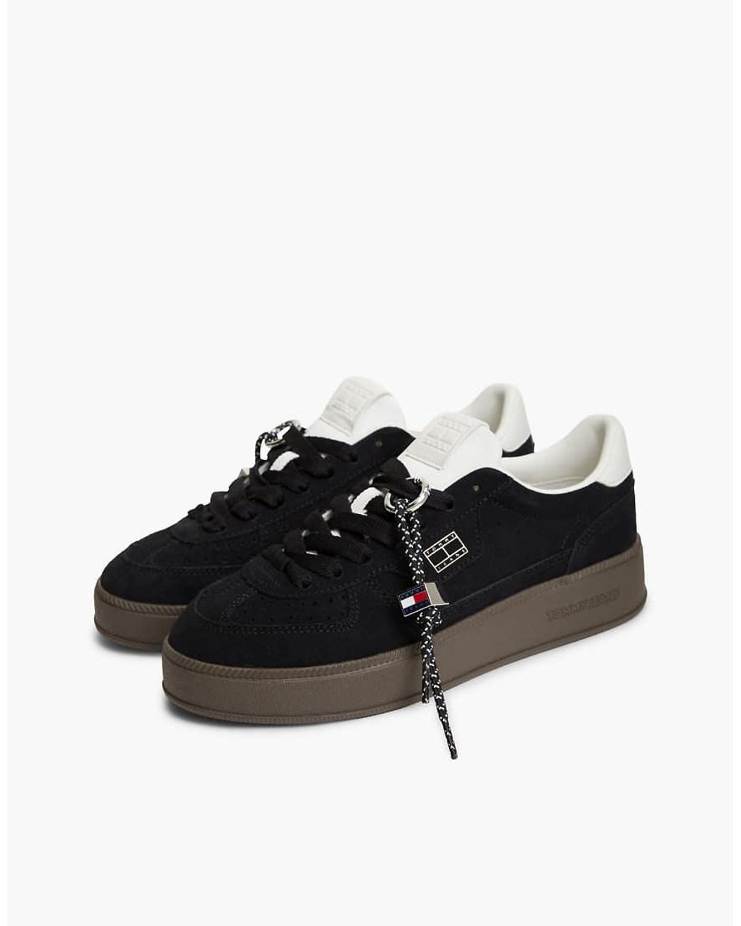 Tommy Hilfiger Black Logo-Plaque Panelled Sneakers
