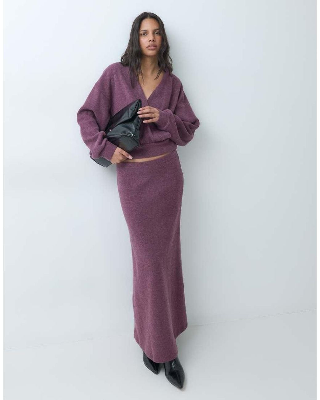 ASOS Purple Long Sleeve Wrap Top Co-ord