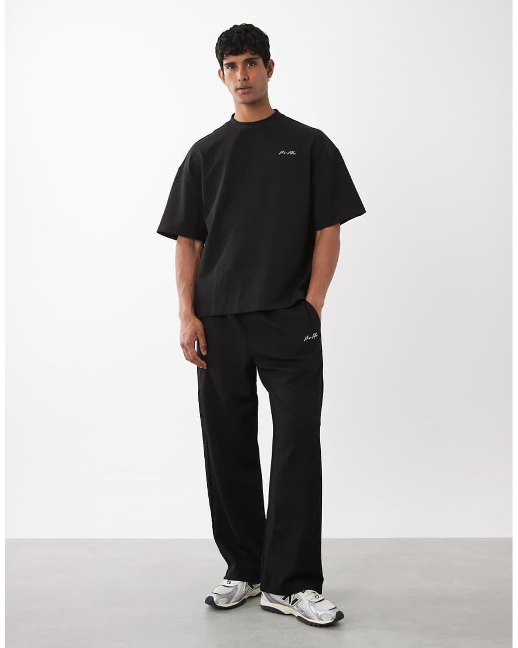 River Island White Wide Leg 'luxe' Sweatpants for men