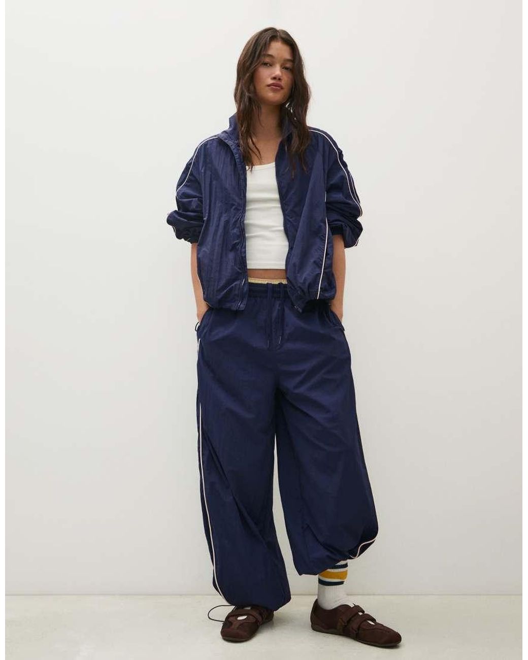 Bershka Blue Contrast Lightweight Jacket