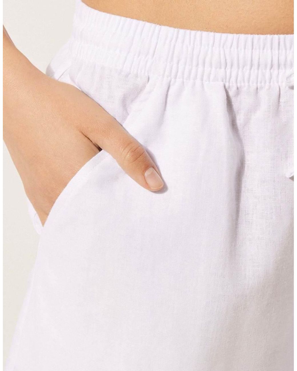 Calzedonia White Linen And Viscose Shorts