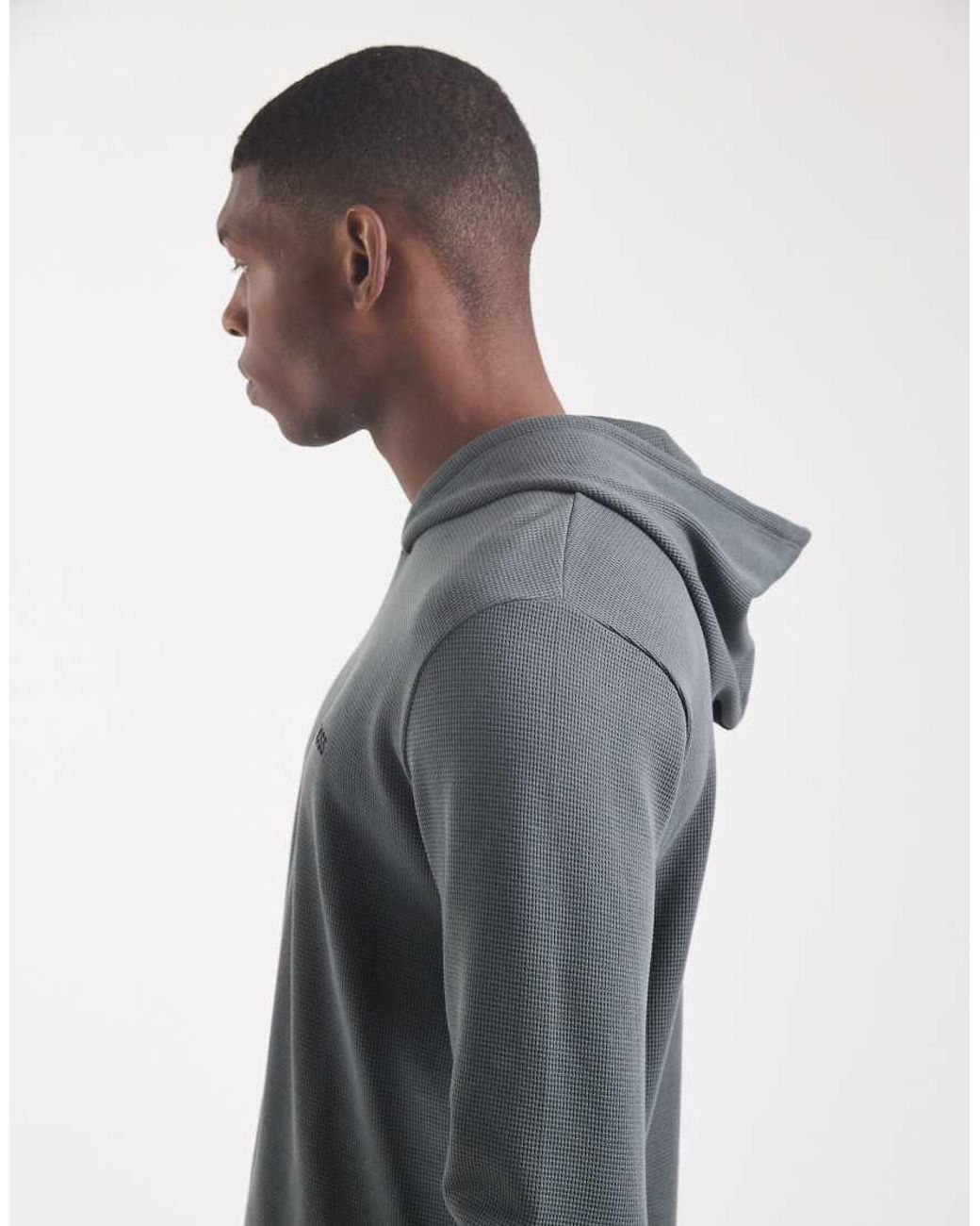 Boss Blue Waffle Lounge Hoodie for men
