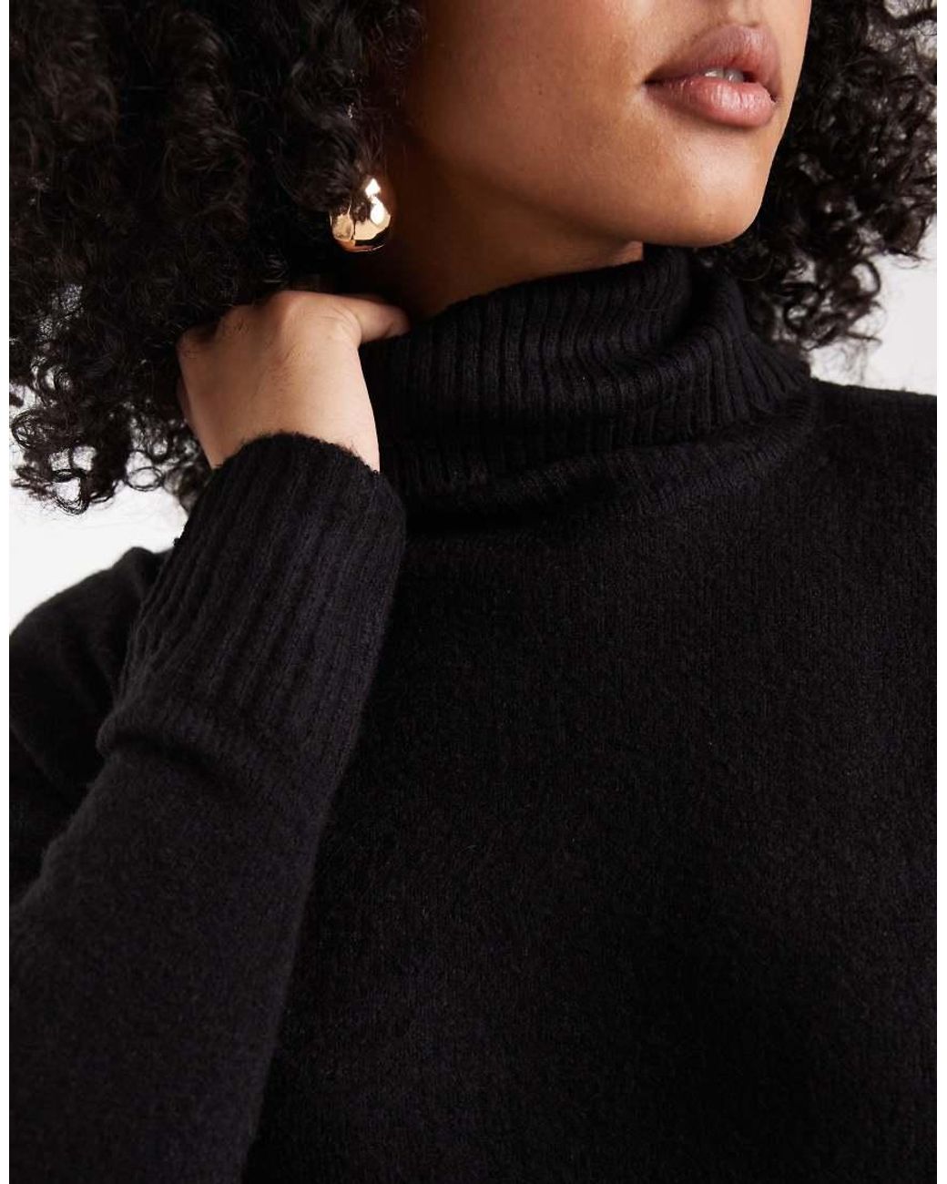 Brave Soul Black Oversized Roll Neck Jumper