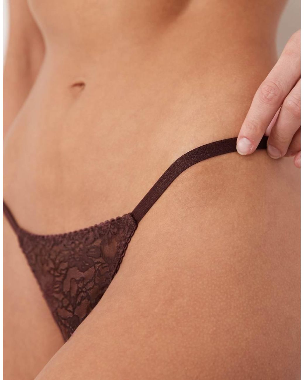 ASOS Brown 3 Pack Lace Tanga Thong