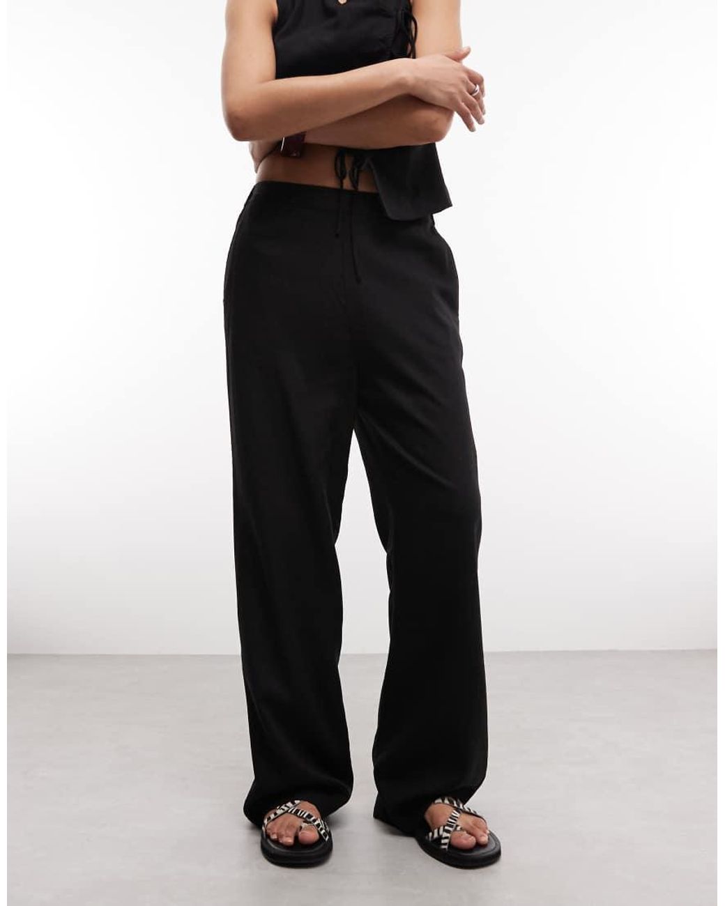 ASOS Black Linen Wide Leg Trouser Co-Ord