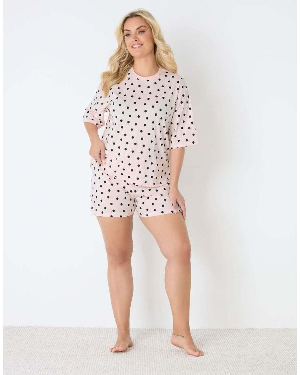 Yours Clothing White Polka Dot Pyjama Shorts