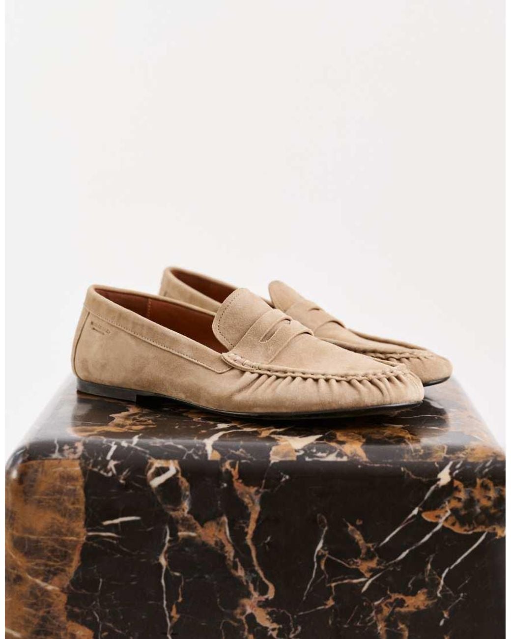 Vagabond Blue Shoemakers Aleya Suede Ruched Penny Loafer