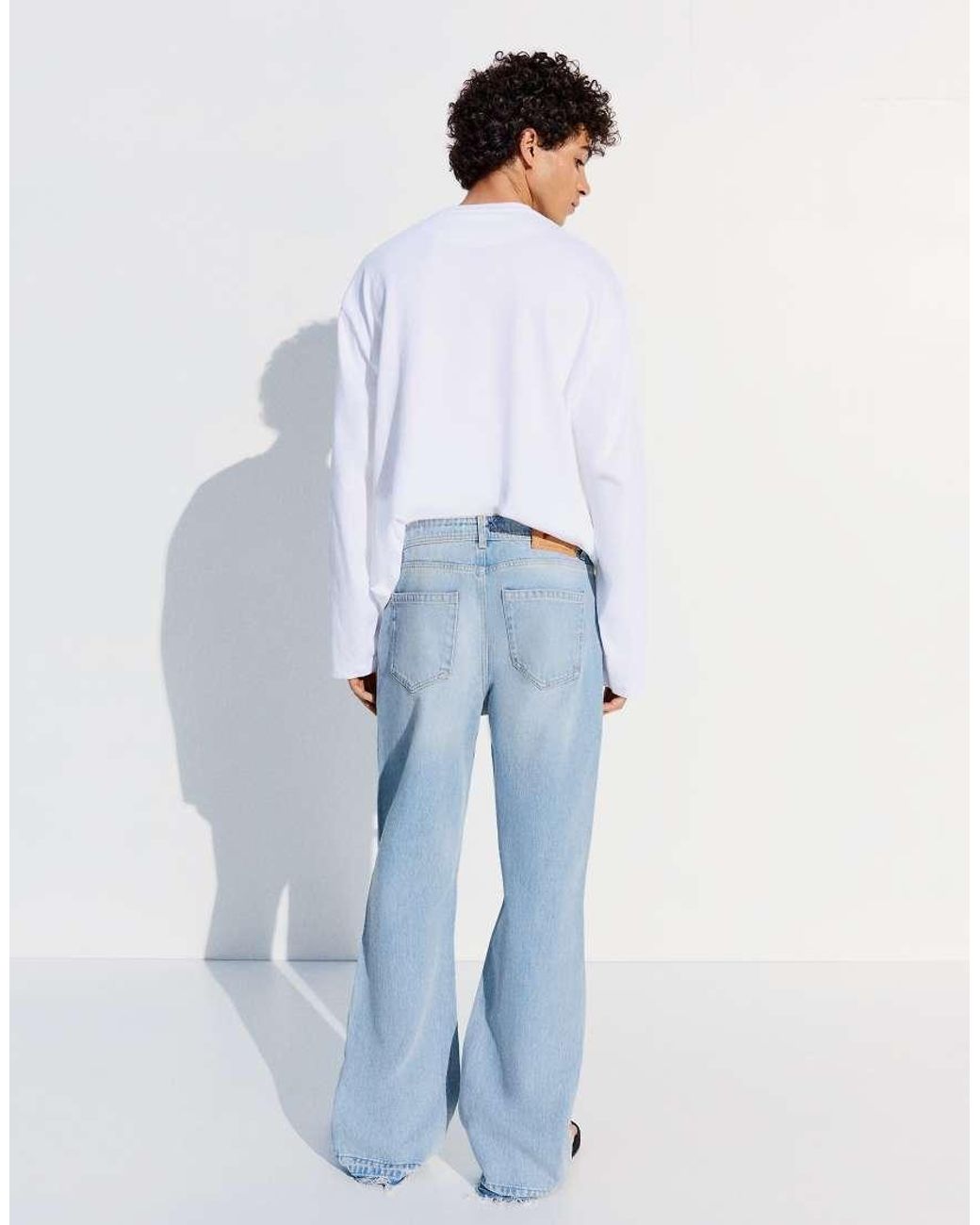 Bershka Blue Tall Straight Flared Jeans for men