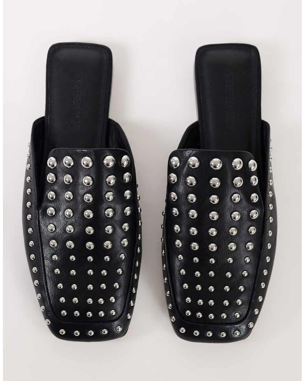 TOPSHOP Black Bianca Studded Flat Shoe