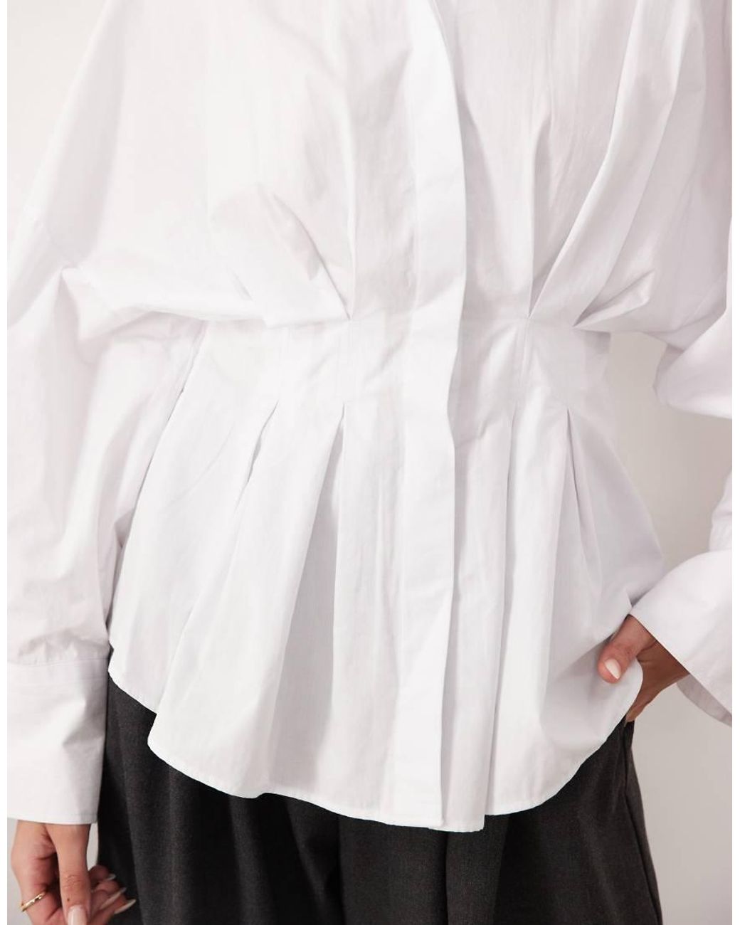 ASOS White Pleated Waist Shirt