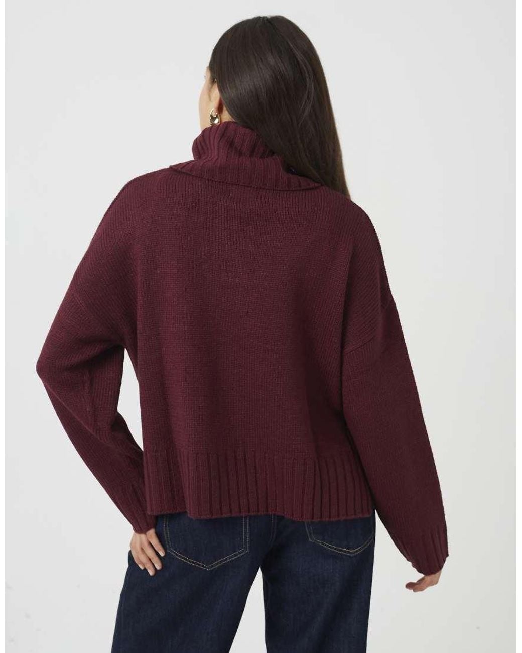 Brave Soul Red Loose Fit Roll Neck Knitted Jumper With Side Split