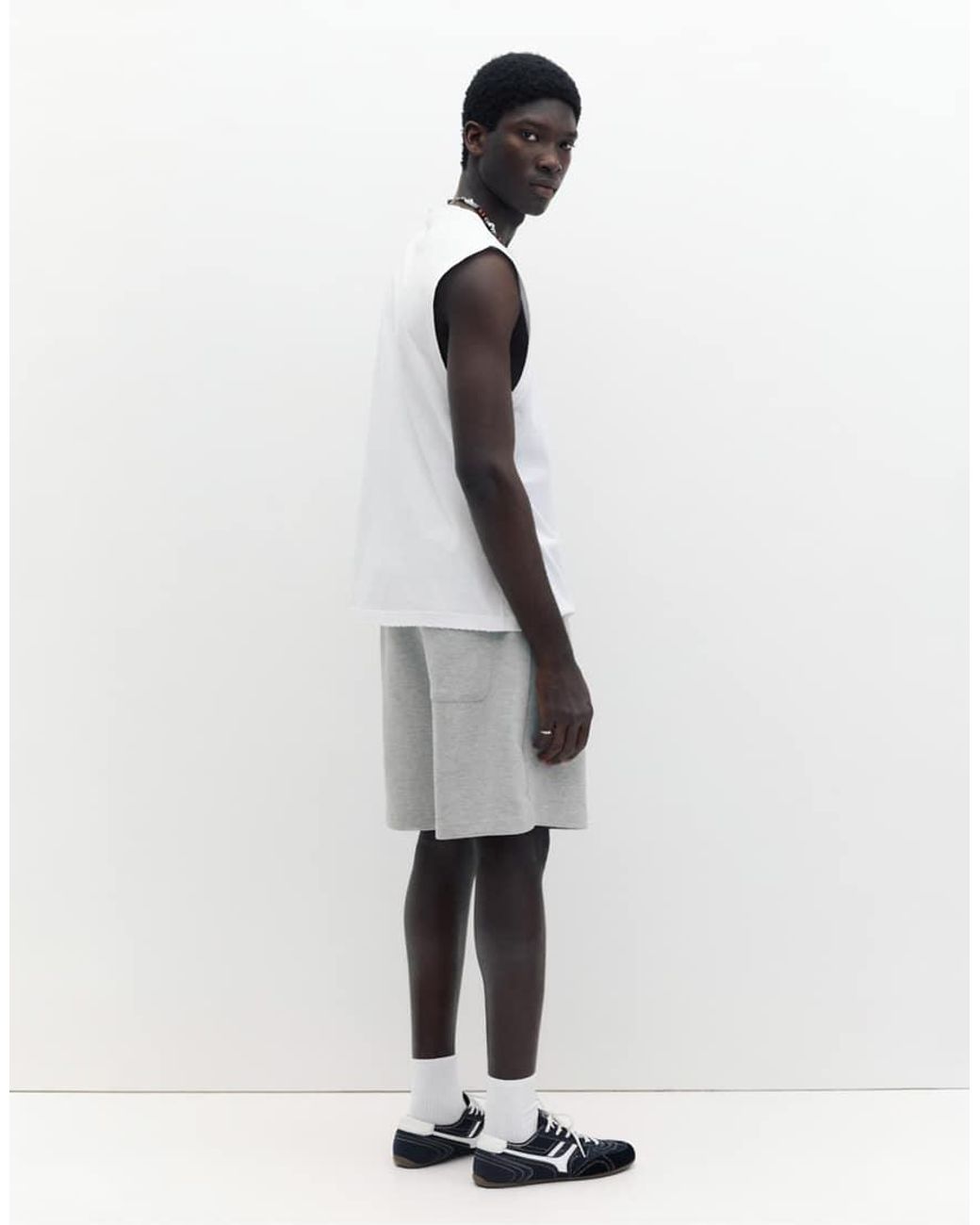Pull&Bear Gray Regular Fit jogger Bermuda Shorts for men